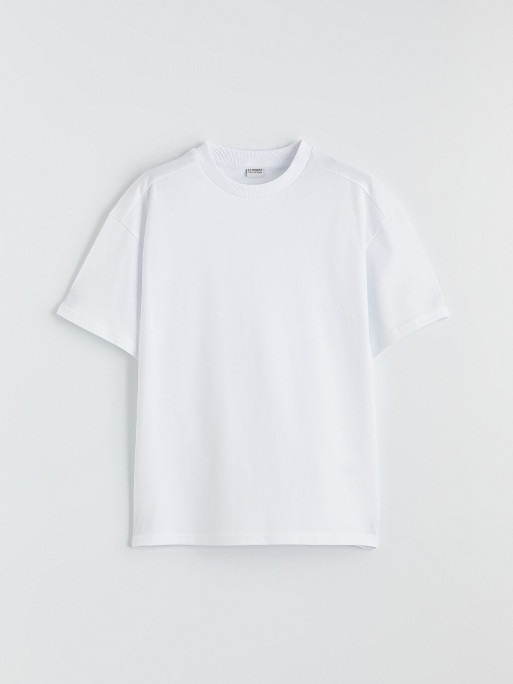 Beyaz Bisiklet Yaka Basic Erkek Çocuk Tişört