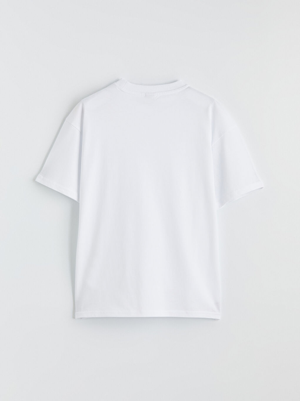 Beyaz Bisiklet Yaka Basic Erkek Çocuk Tişört-2