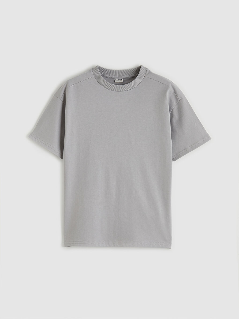 Gri Bisiklet Yaka Basic Erkek Çocuk Tişört