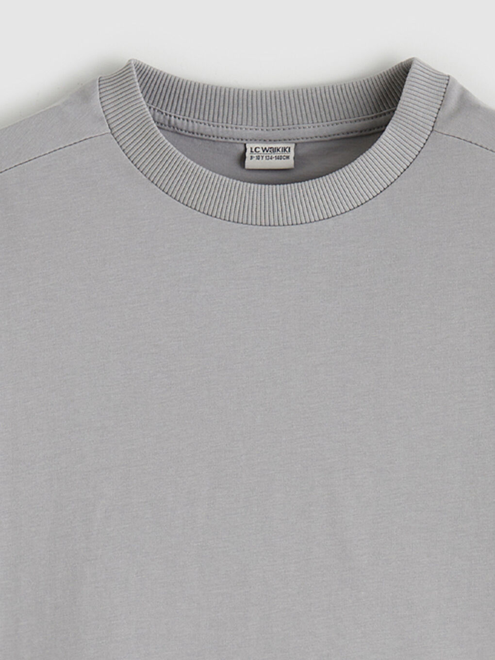 Gri Bisiklet Yaka Basic Erkek Çocuk Tişört-2