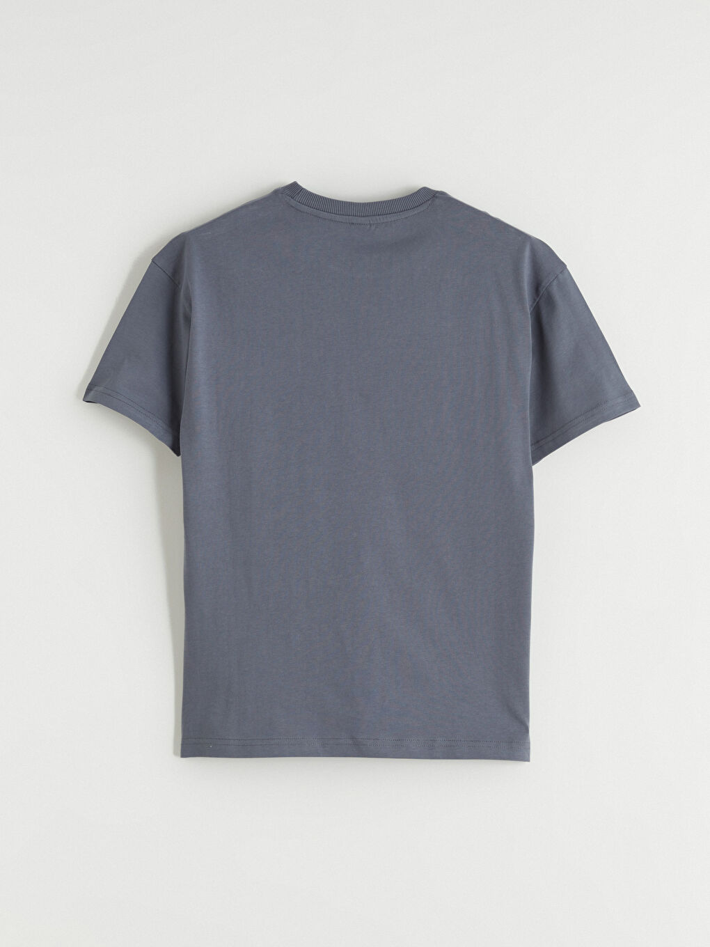 Gri Bisiklet Yaka Basic Erkek Çocuk Tişört-2