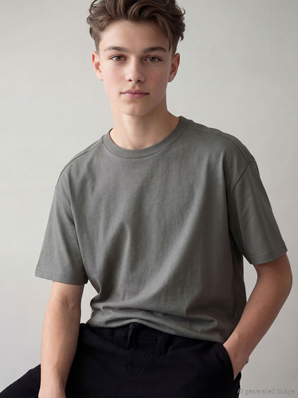 Crew Neck Short Sleeve Boys' T-Shirt-1