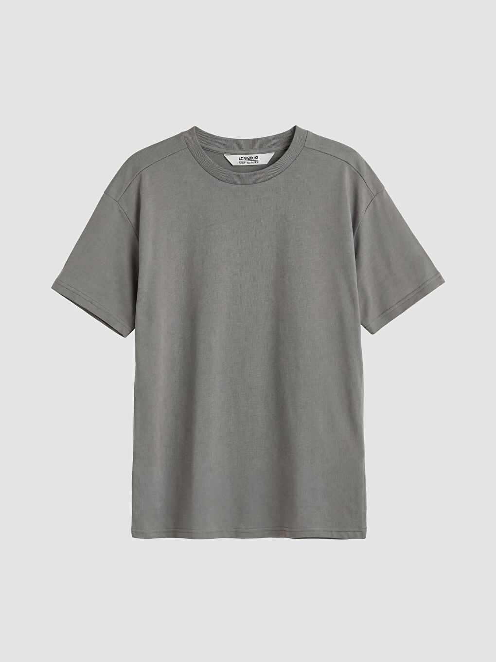 Gri Bisiklet Yaka Kısa Kollu Erkek Çocuk Tişört-2