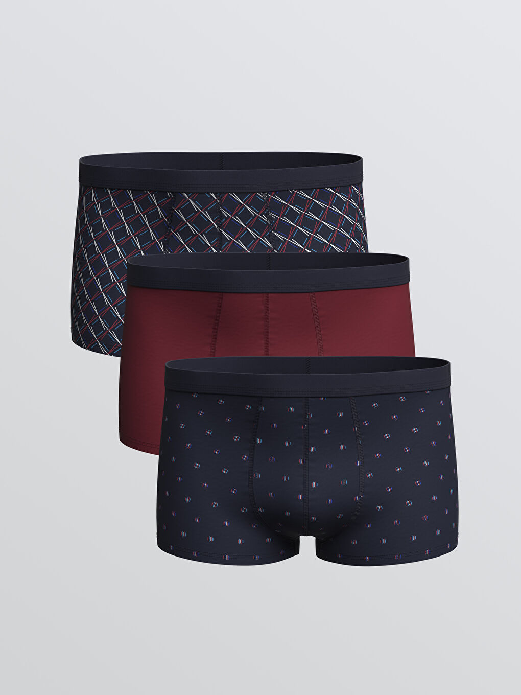 Lacivert Standart Kalıp Pamuklu Esnek Erkek Boxer 3'lü