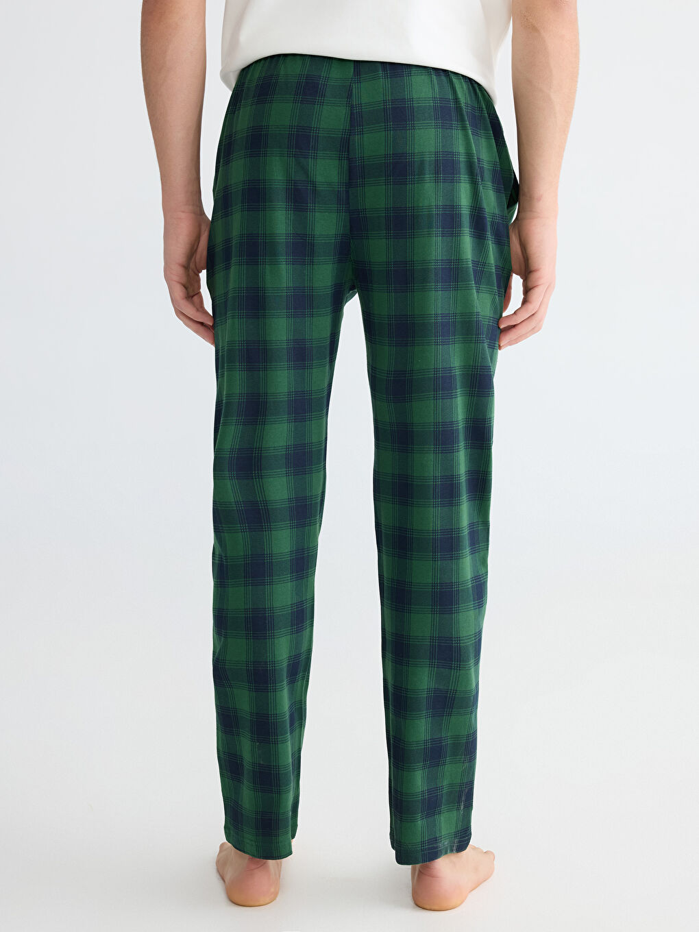 Yeşil Standart Kalıp Ekose Erkek Pijama Alt-3