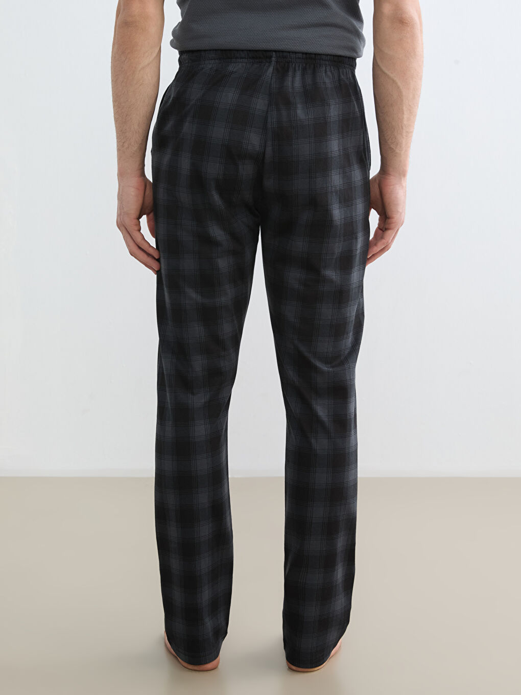 Gri Standart Kalıp Ekose Erkek Pijama Alt-3