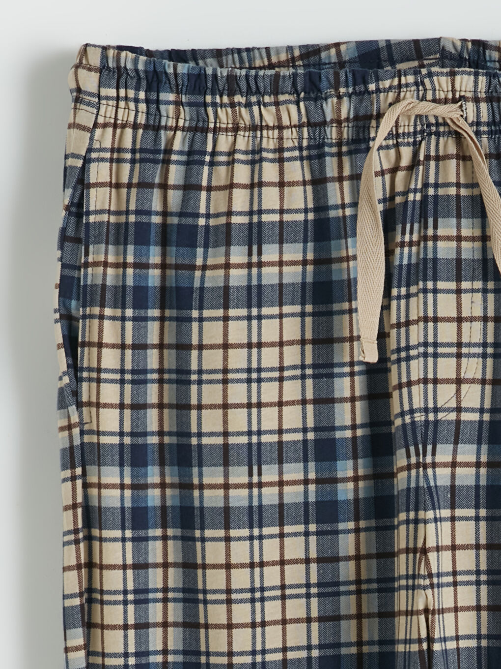 Bej Standart Kalıp Ekose Erkek Pijama Altı-1