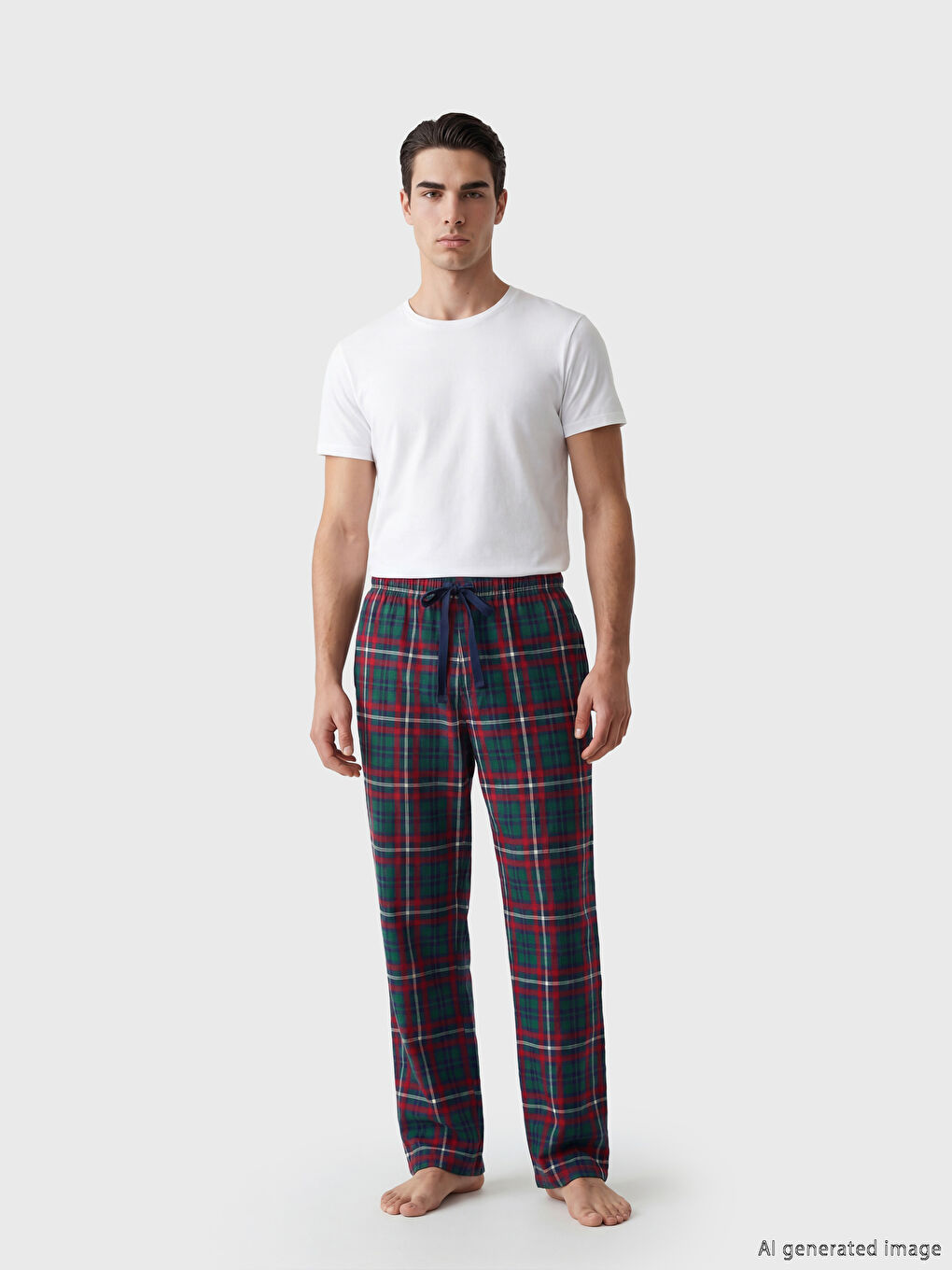 بنطال بيجاما رجالي بقصة عادية بنمط كاروهات-1