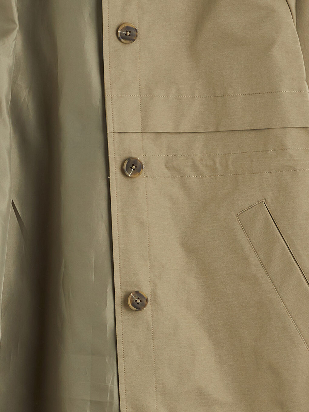 Haki Dik Yaka Kadın Trençkot-5