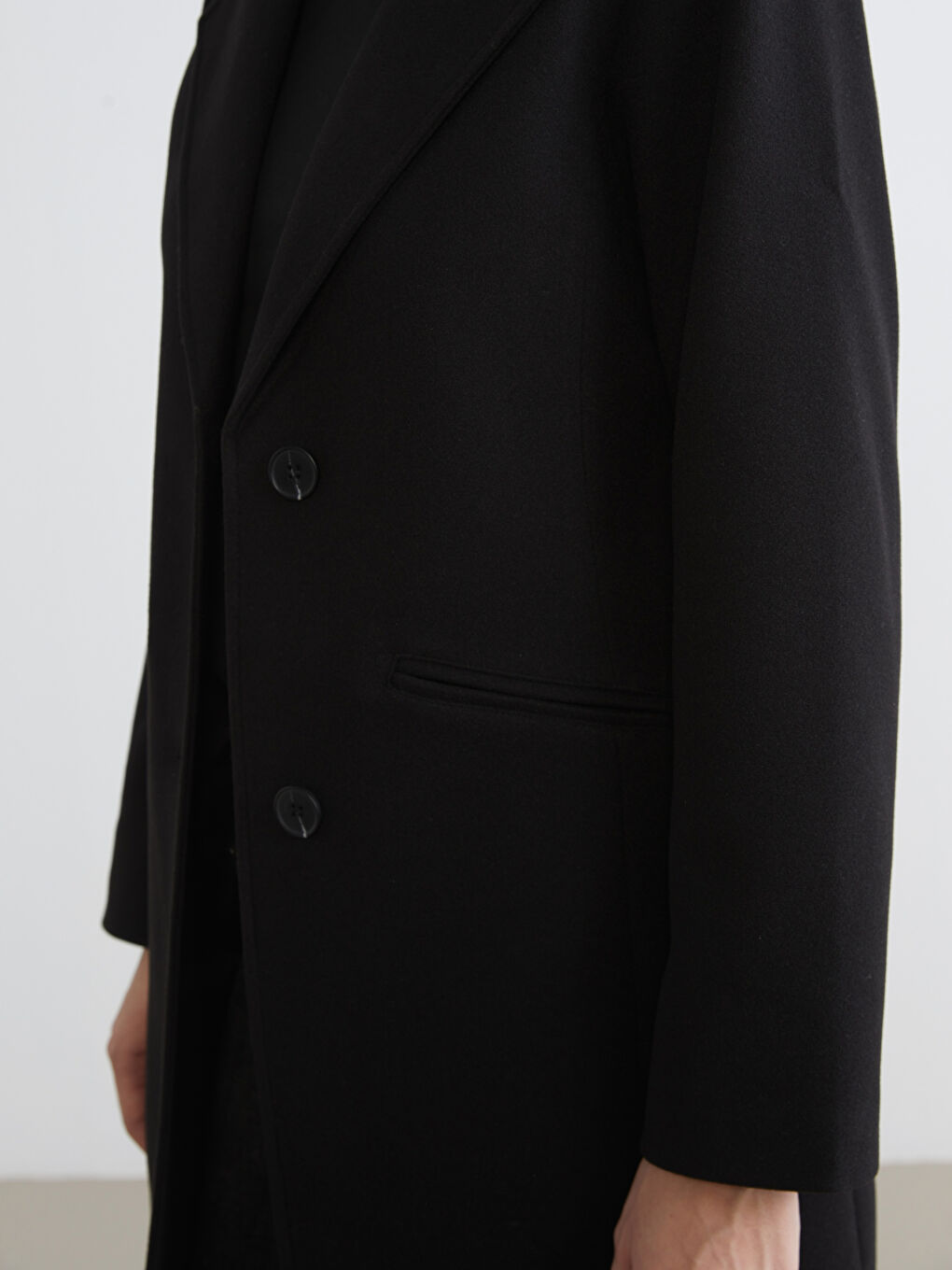 CRNA Kaput od mešavine vune Žena-2