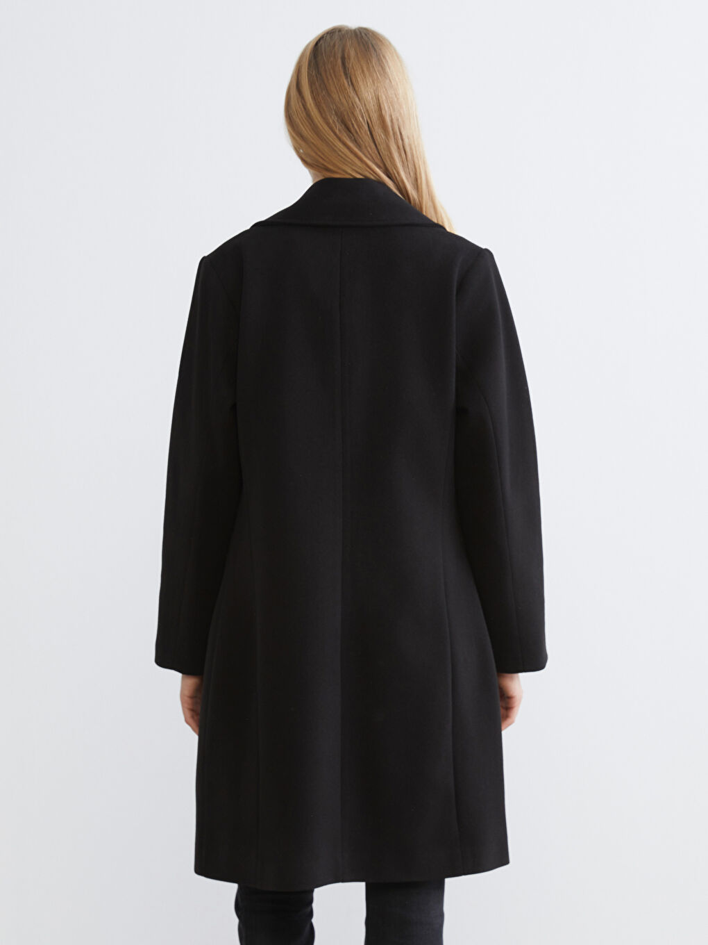 CRNA Kaput od mešavine vune Žena-4