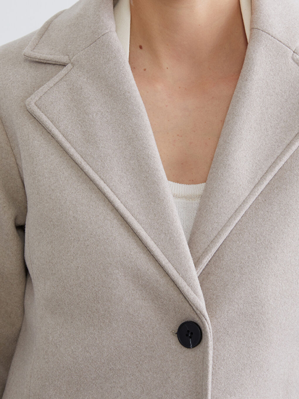 Женщины Бежевый Пальто из смеси шерсти-2