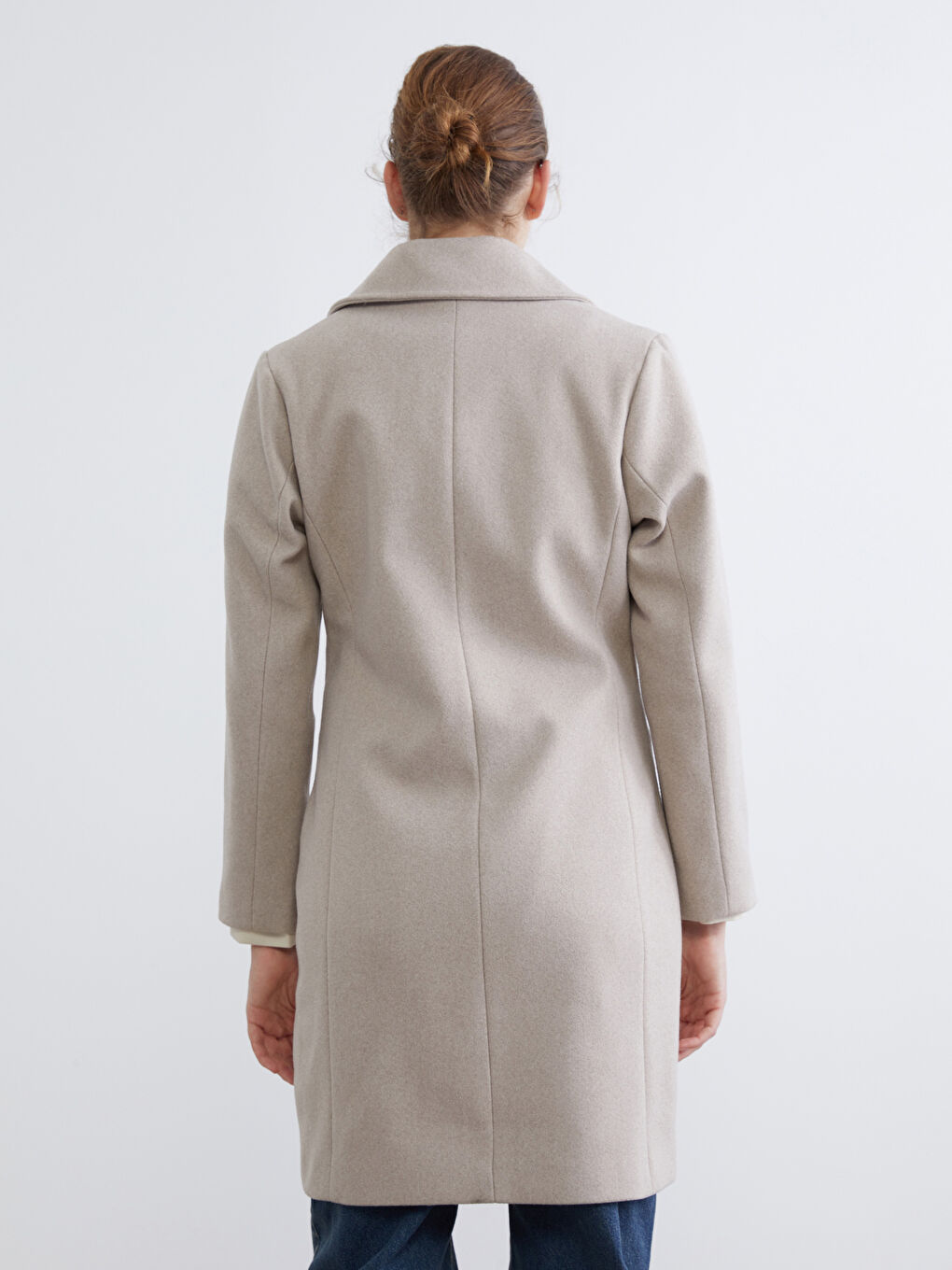 Женщины Бежевый Пальто из смеси шерсти-3