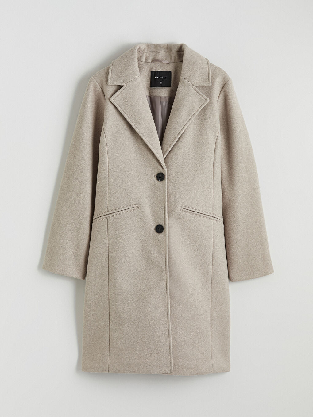 Женщины Бежевый Пальто из смеси шерсти-4