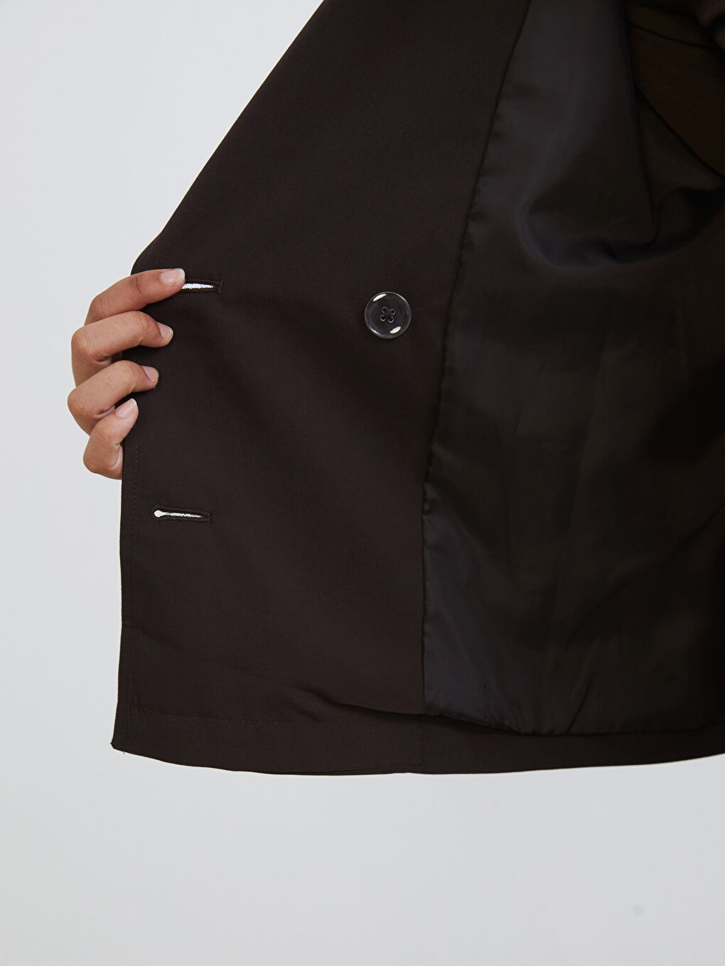 Kahverengi Kruvaze Yaka Oversize Kadın Trençkot	-3