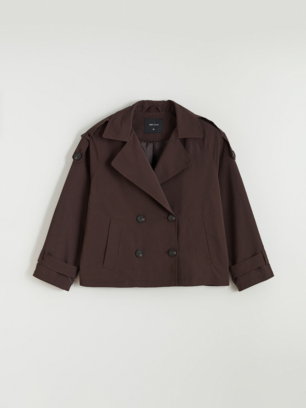 Kahverengi Kruvaze Yaka Oversize Kadın Trençkot	-5