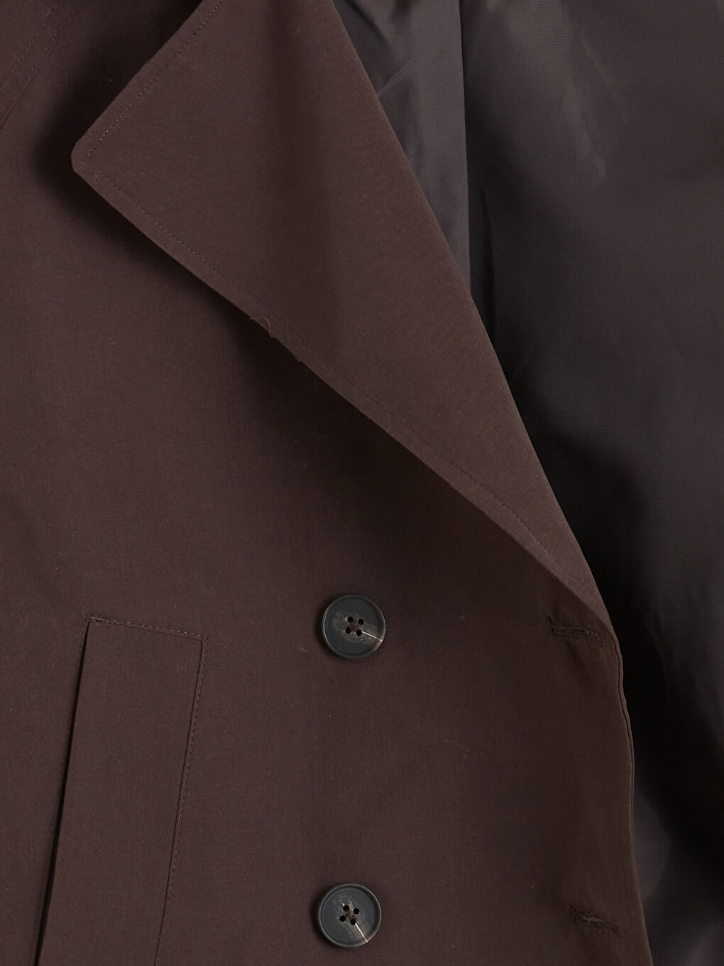 Kahverengi Kruvaze Yaka Oversize Kadın Trençkot	-6