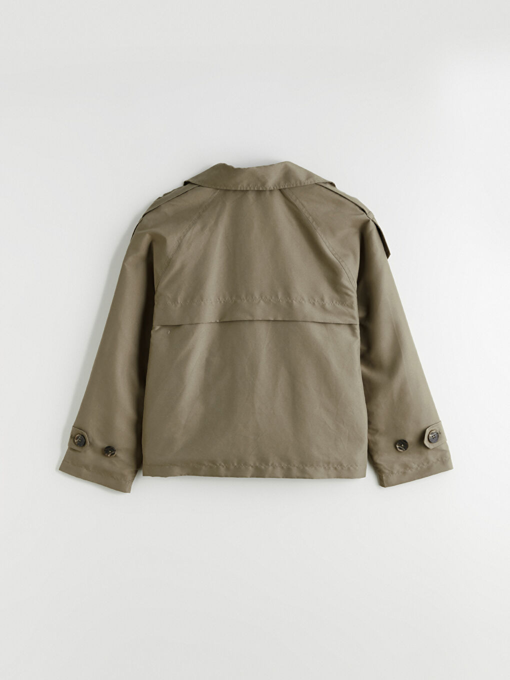 Haki Kruvaze Yaka Oversize Kadın Trençkot	-7