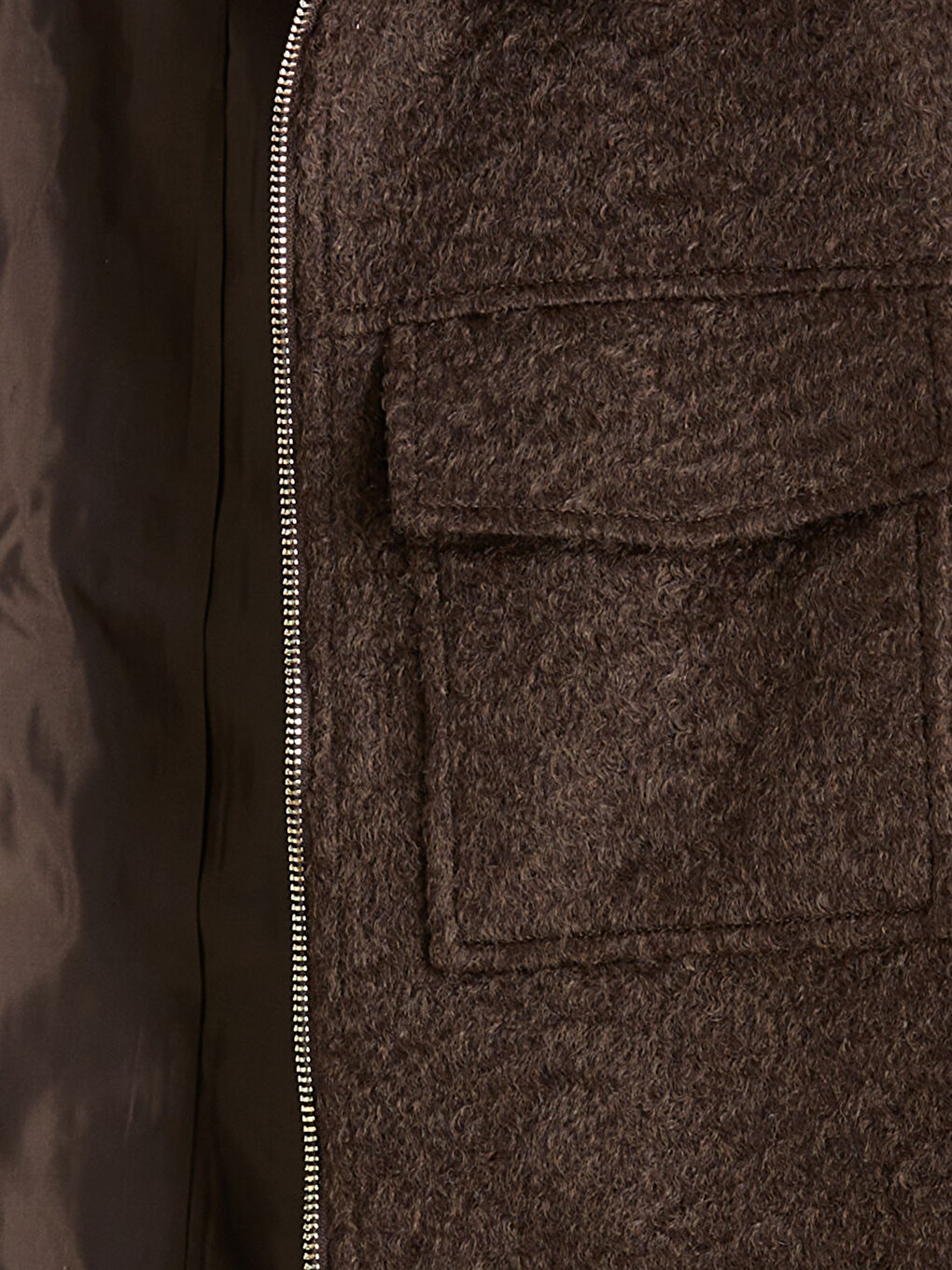 Kahverengi Gömlek Yaka Kadın Kaşe Ceket-6