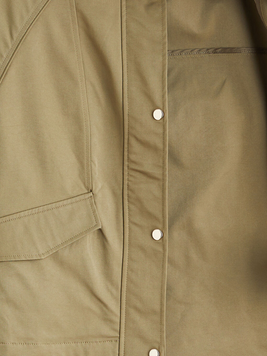 Haki Kapüşonlu Oversize Kadın Yağmurluk-6