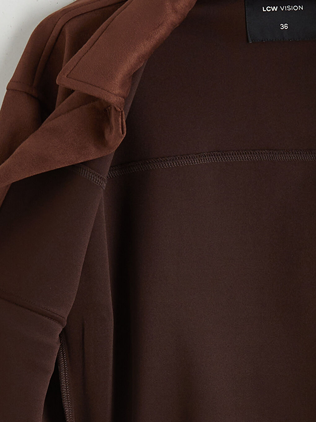 Kahverengi Gömlek Yaka Süet Görünümlü Kadın Ceket-6