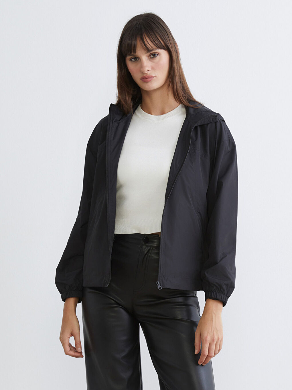 Kapüşonlu Oversize Kadın Yağmurluk