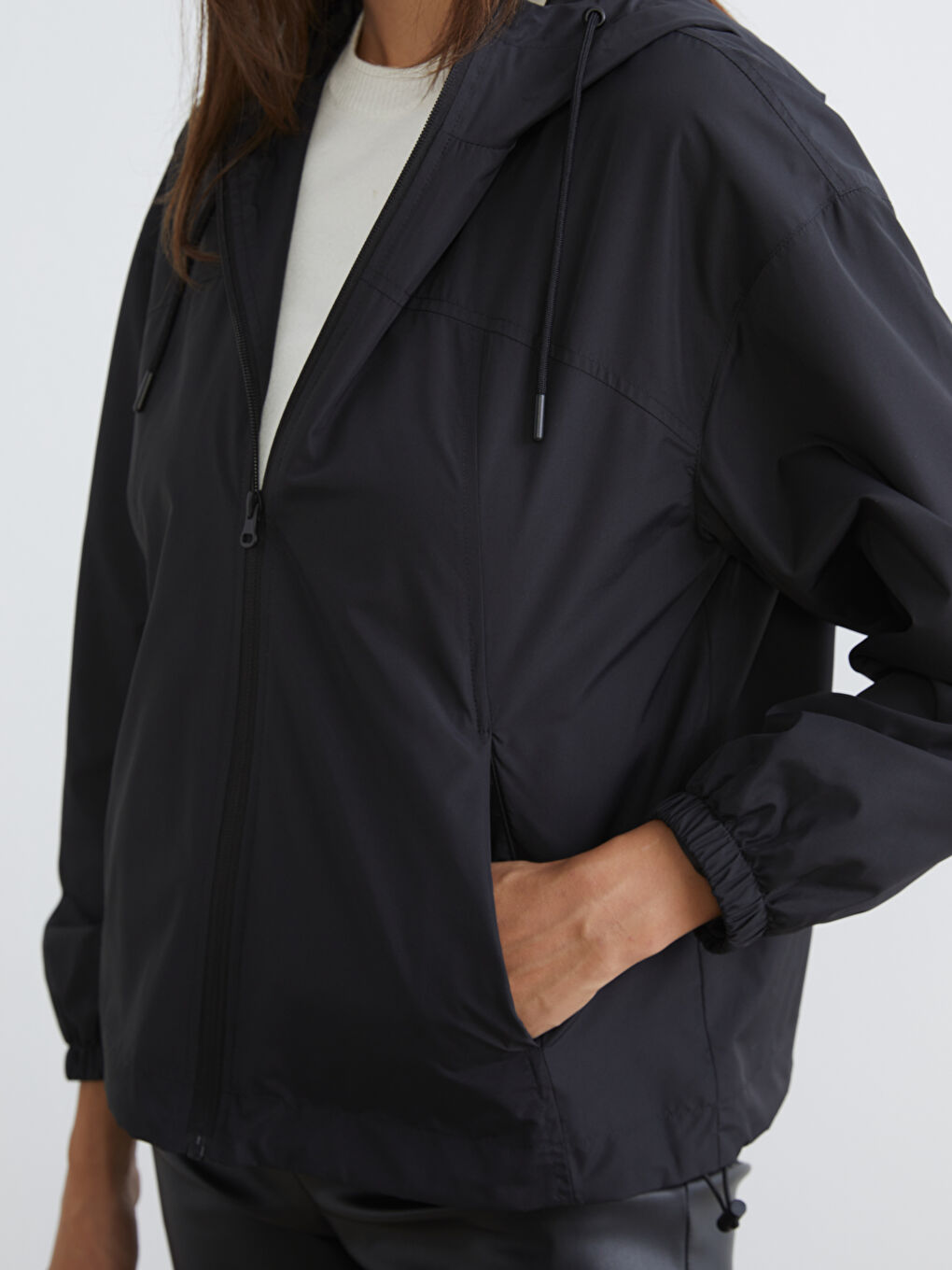 Kapüşonlu Oversize Kadın Yağmurluk-2