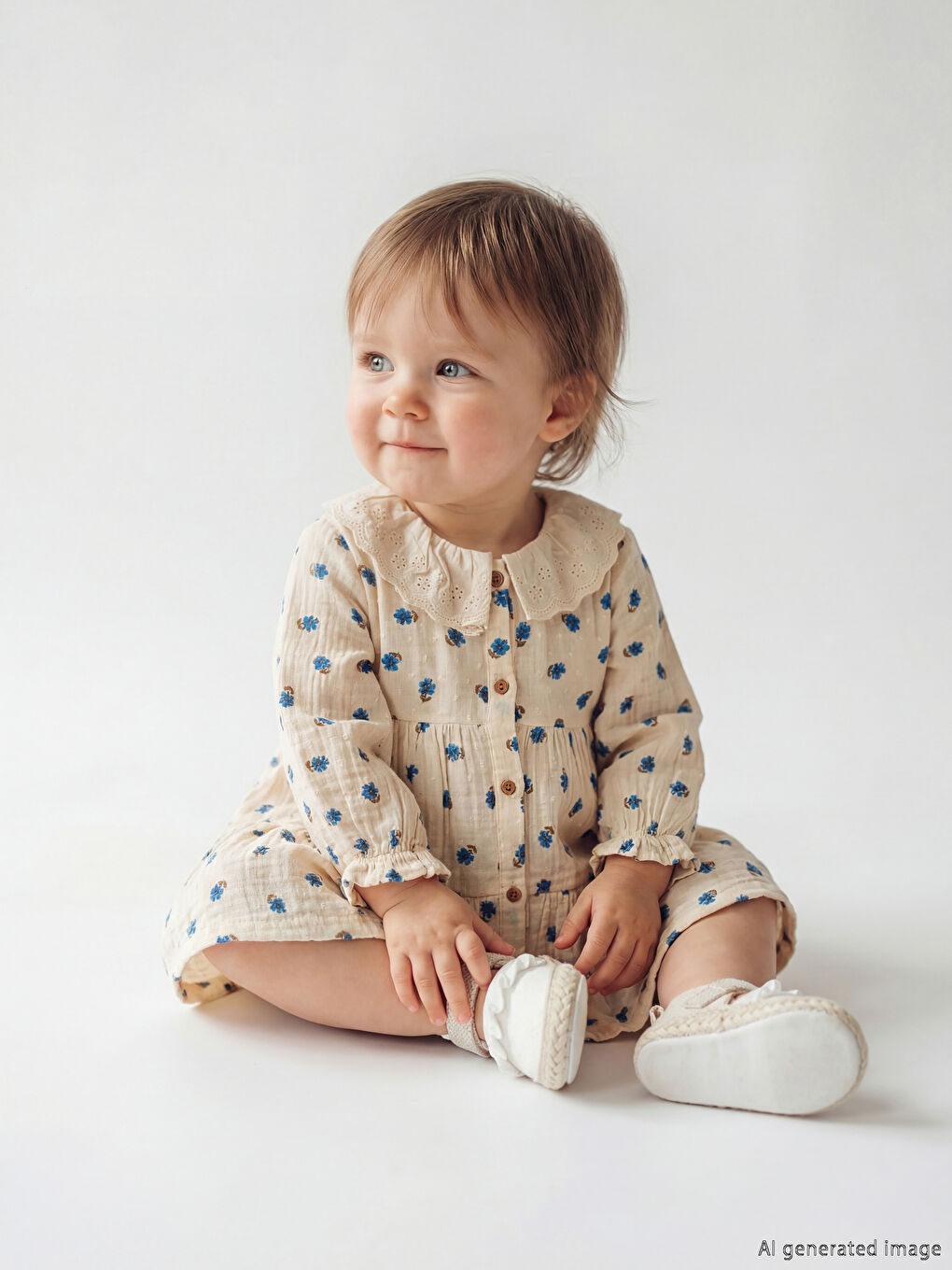 Платье для малышек девочек с цветочным принтом и воротником Питер Пэн-1