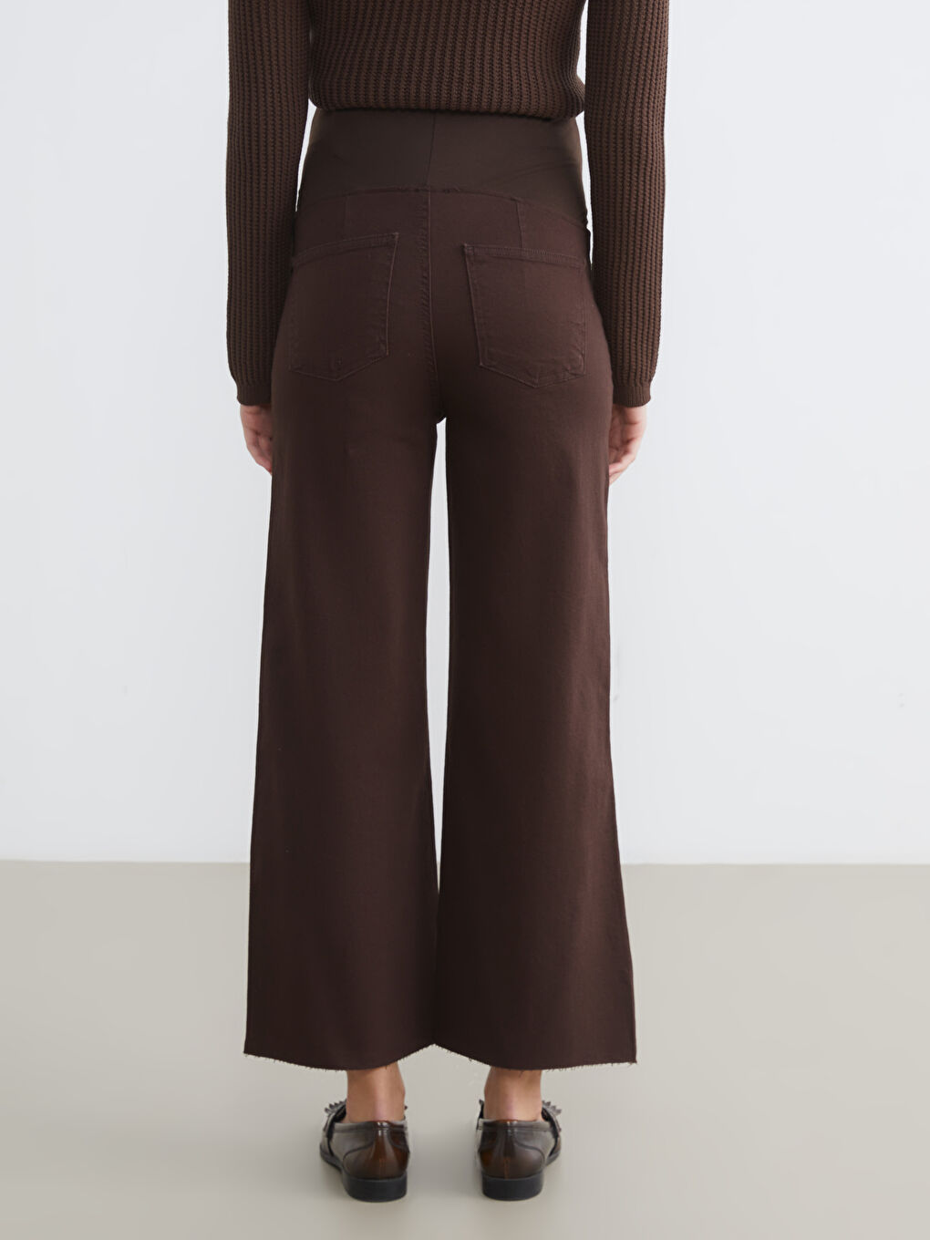 Kahverengi Karın Panelli Straight Fit Hamile Jean Pantolon-3