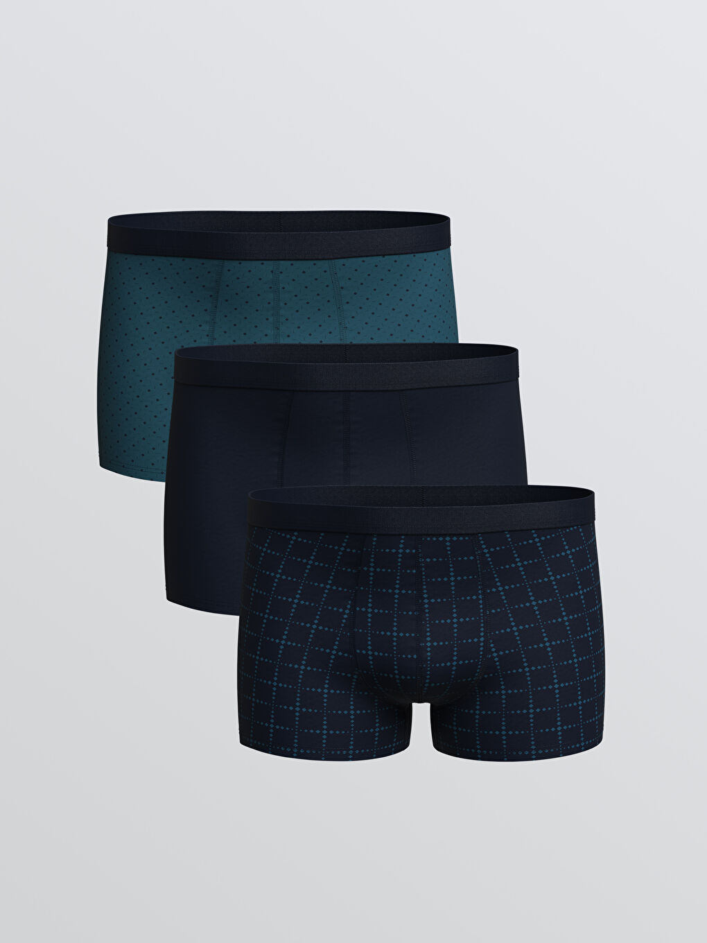 Lacivert Standart Kalıp Pamuklu Esnek Erkek Boxer 3'lü
