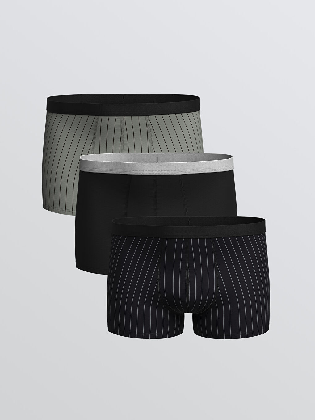 Gri Standart Kalıp Pamuklu Esnek Erkek Boxer 3'lü