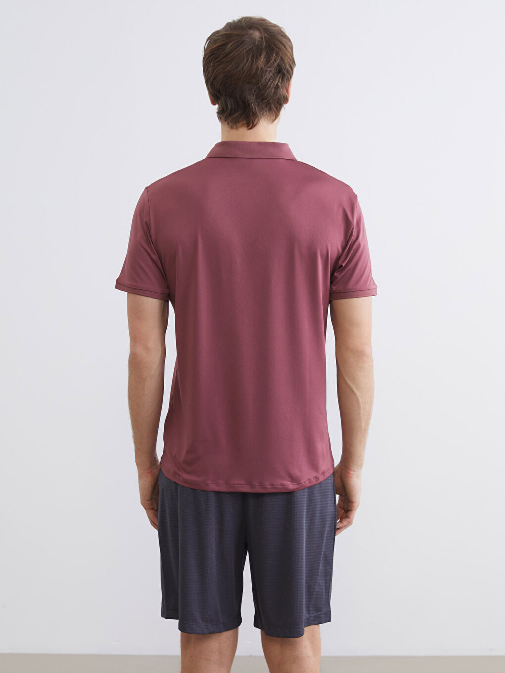 Pembe Polo Yaka Nakışlı Erkek Spor Tişört-3