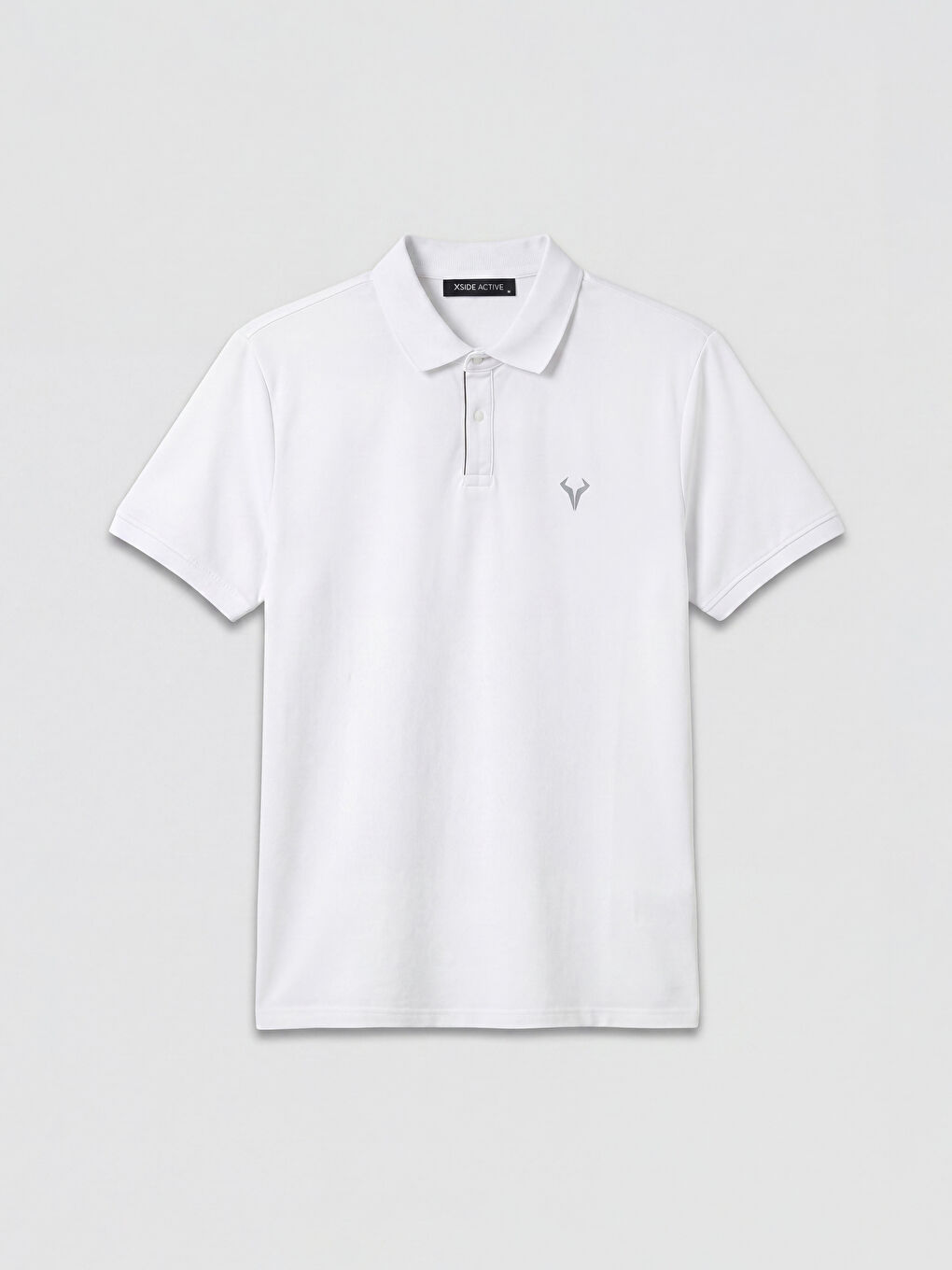 Beyaz Polo Yaka Nakışlı Erkek Spor Tişört