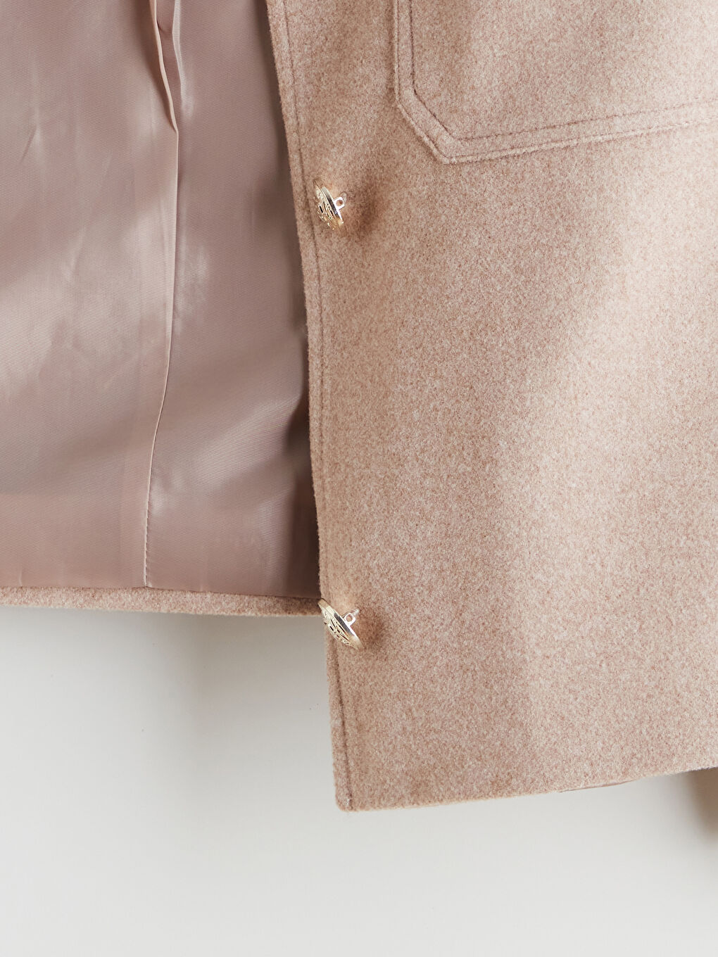 Bej Gömlek Yaka Kadın Kaşe Ceket	-6