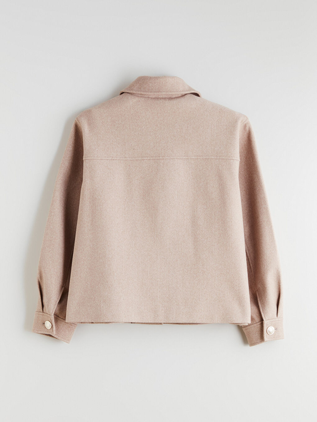 Bej Gömlek Yaka Kadın Kaşe Ceket	-7