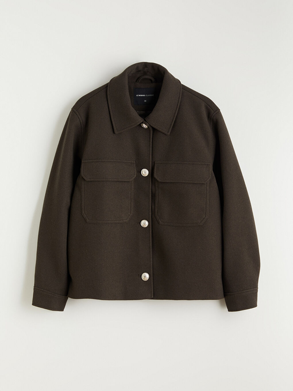 Kahverengi Gömlek Yaka Kadın Kaşe Ceket	-4