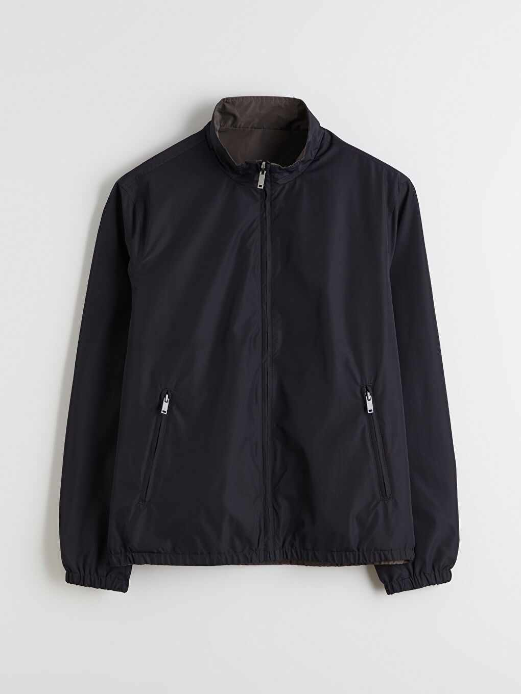 Siyah Standart Kalıp Dik Yaka Erkek Mont-7