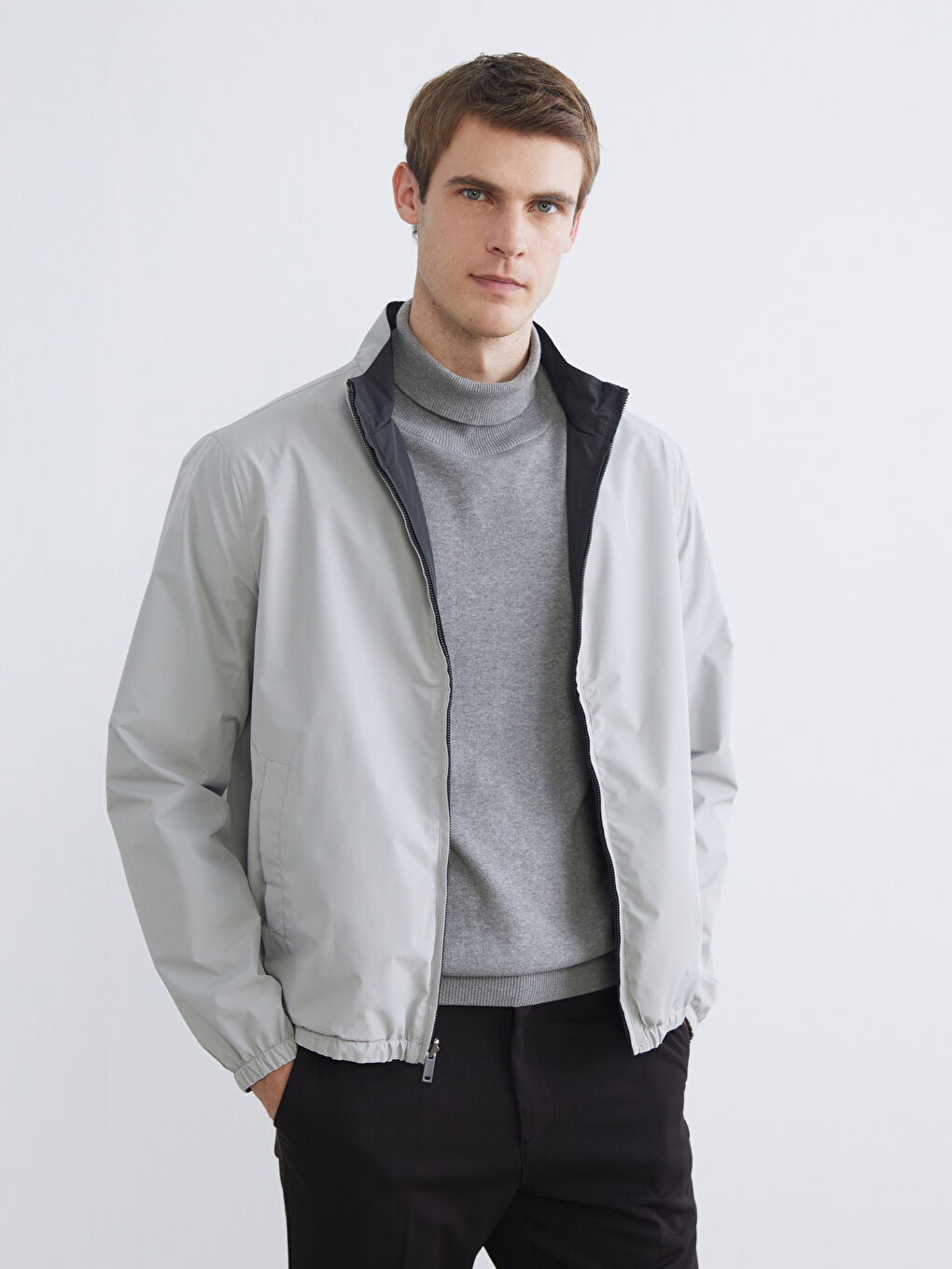 Men's Standard Fit Stand-Up Collar Jacket-4