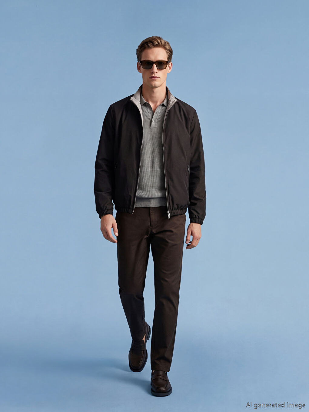 Bej Standart Kalıp Dik Yaka Erkek Mont-2