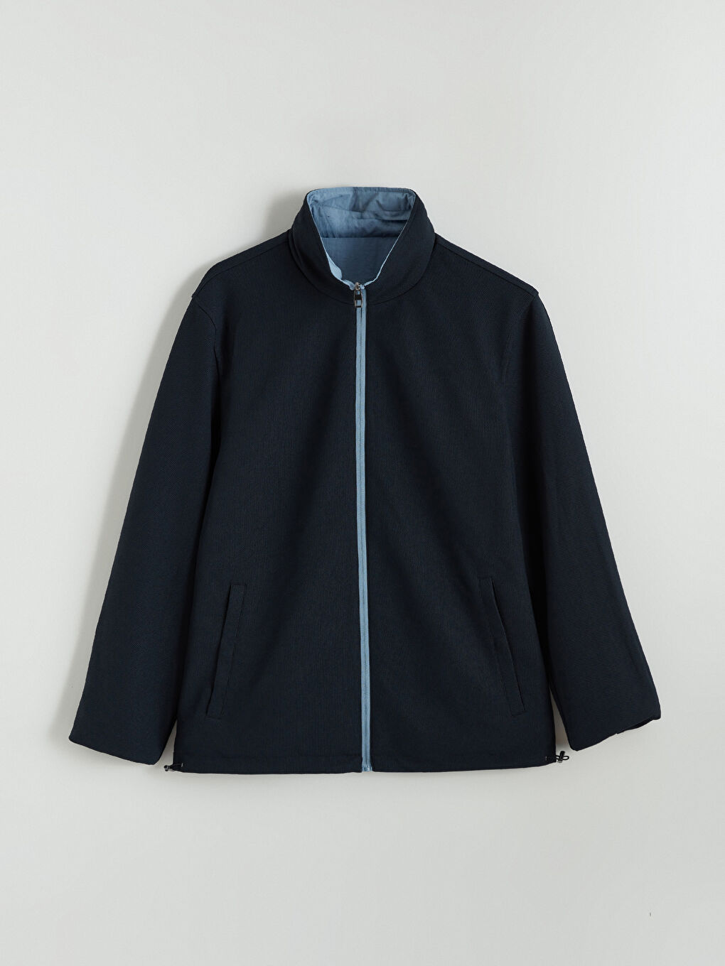 Mavi Fermuarlı Kapüşonlu Regular Fit Erkek Mont	-8