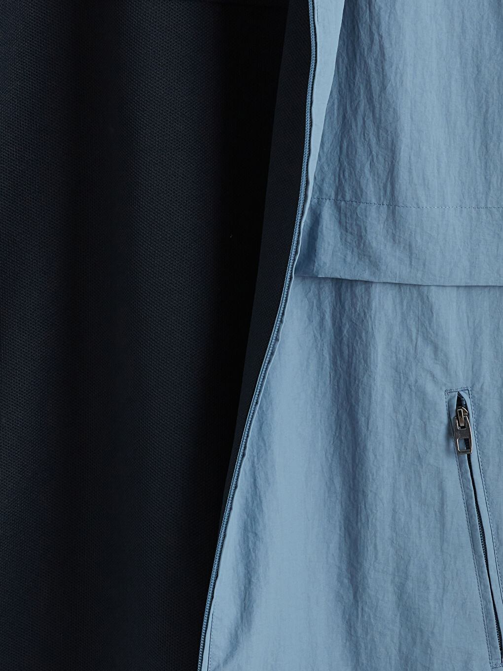 Mavi Fermuarlı Kapüşonlu Regular Fit Erkek Mont	-10