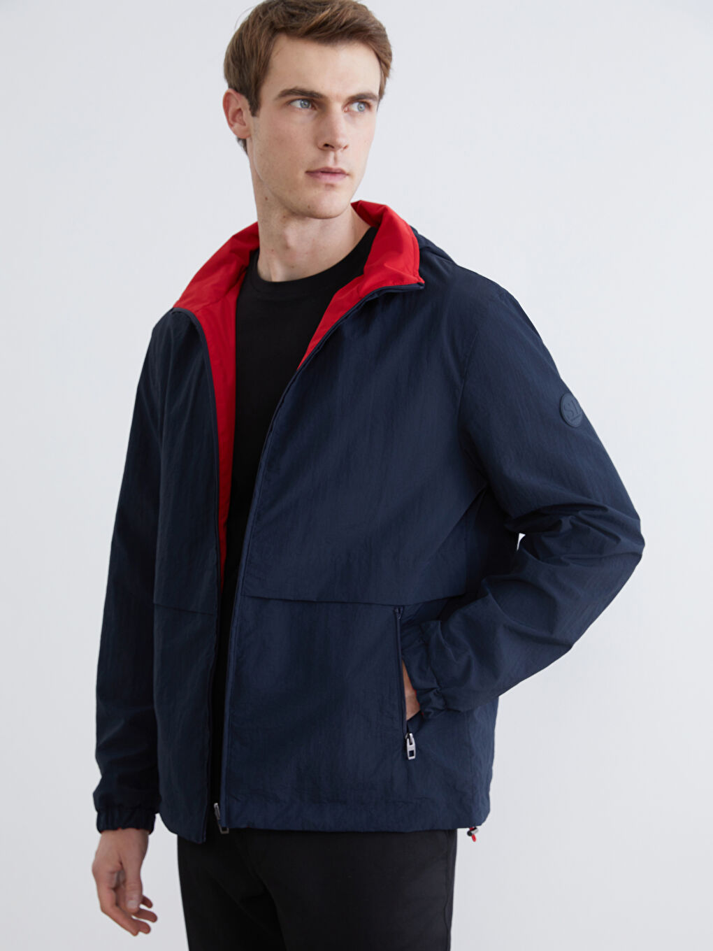 Lacivert Standart Kalıp Dik Yakalı Erkek Mont