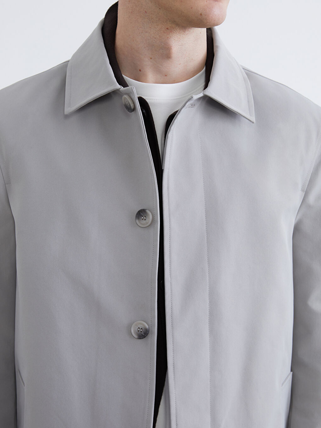 Bej Standart Kalıp Erkek Trençkot-4