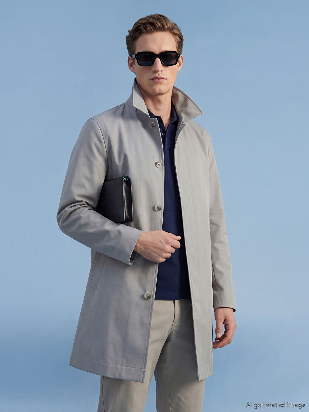 Bej Standart Kalıp Erkek Trençkot