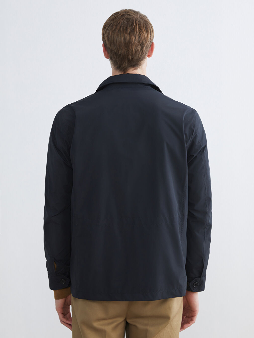 Lacivert Standart Kalıp Gömlek Yaka Erkek Mont-4