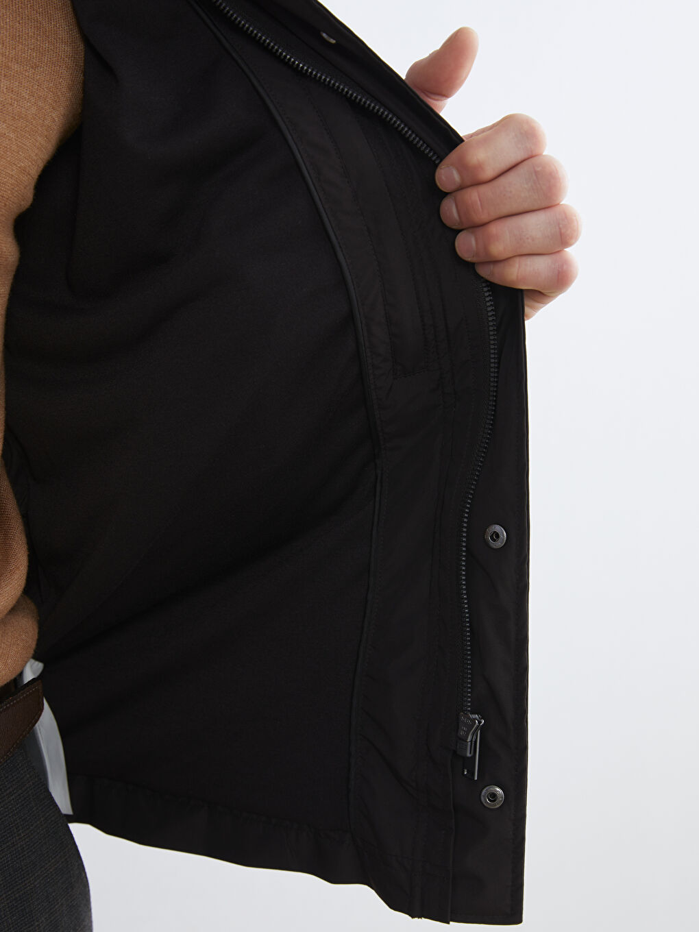 Kahverengi Standart Kalıp Gömlek Yaka Erkek Mont-3