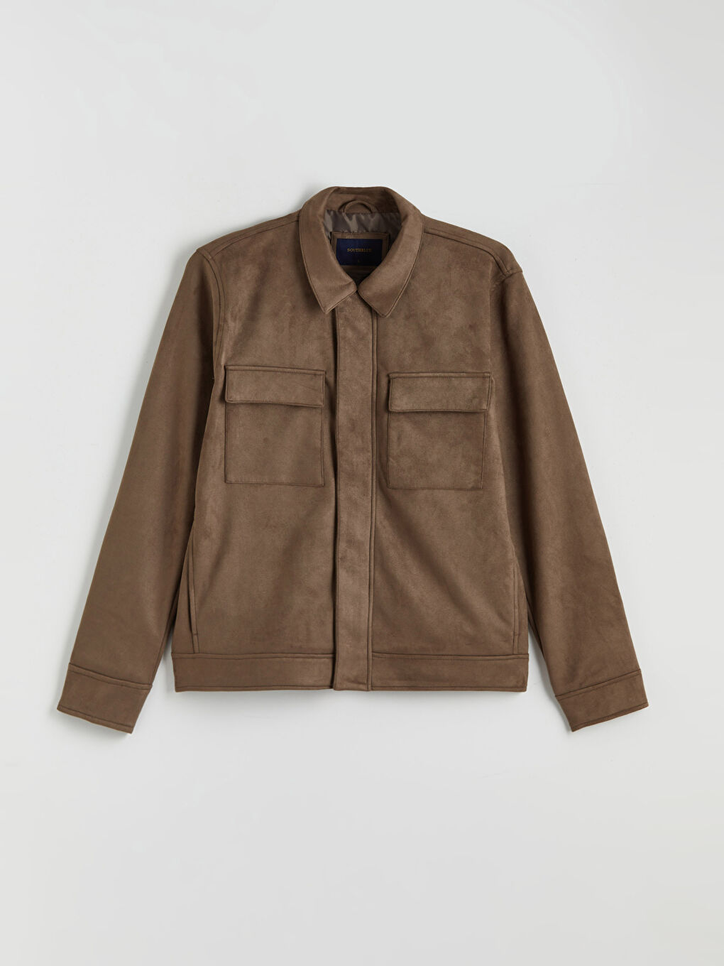 Bej Standart Kalıp Süet Görünümlü Erkek Mont-5