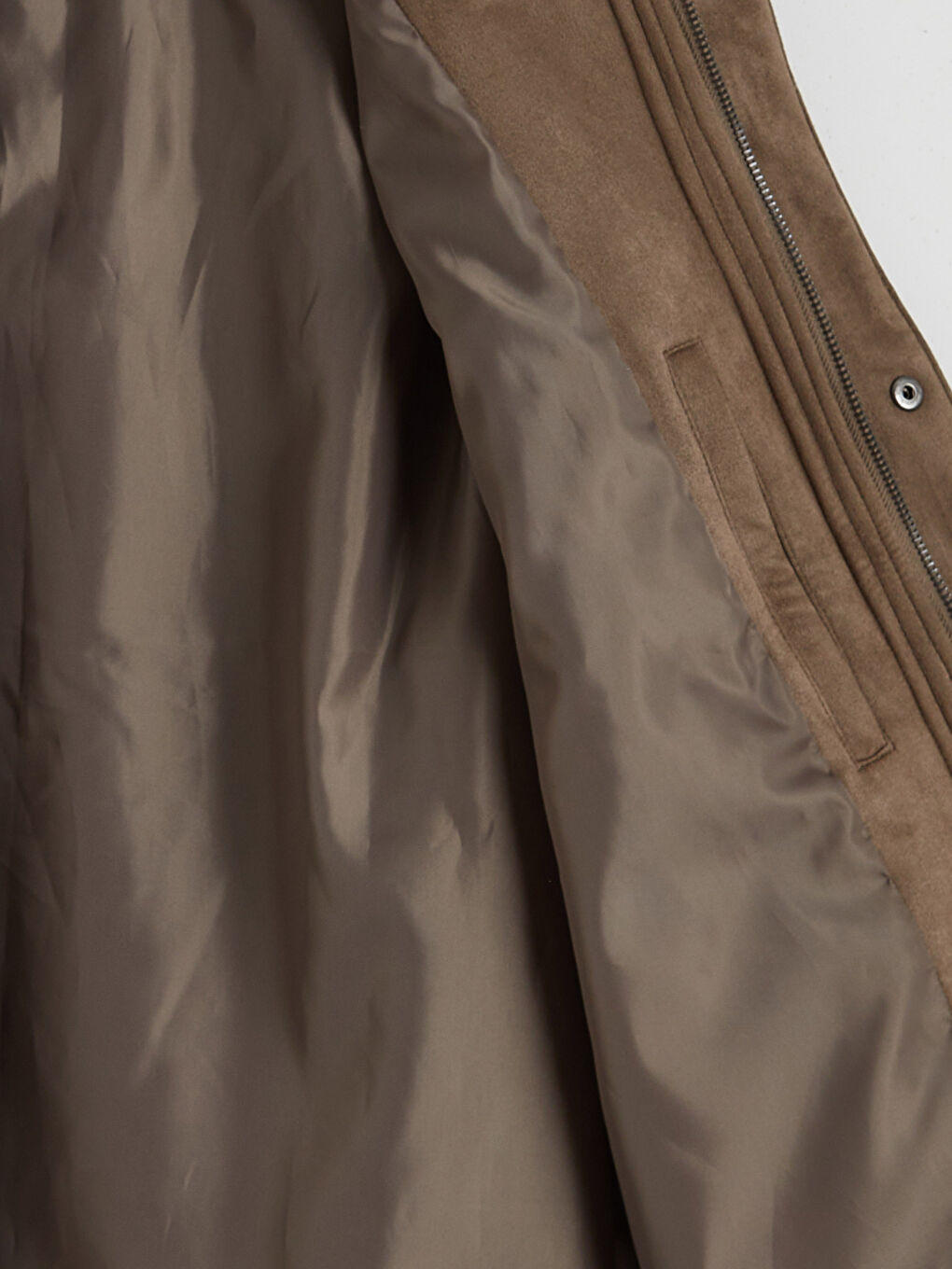 Bej Standart Kalıp Süet Görünümlü Erkek Mont-6