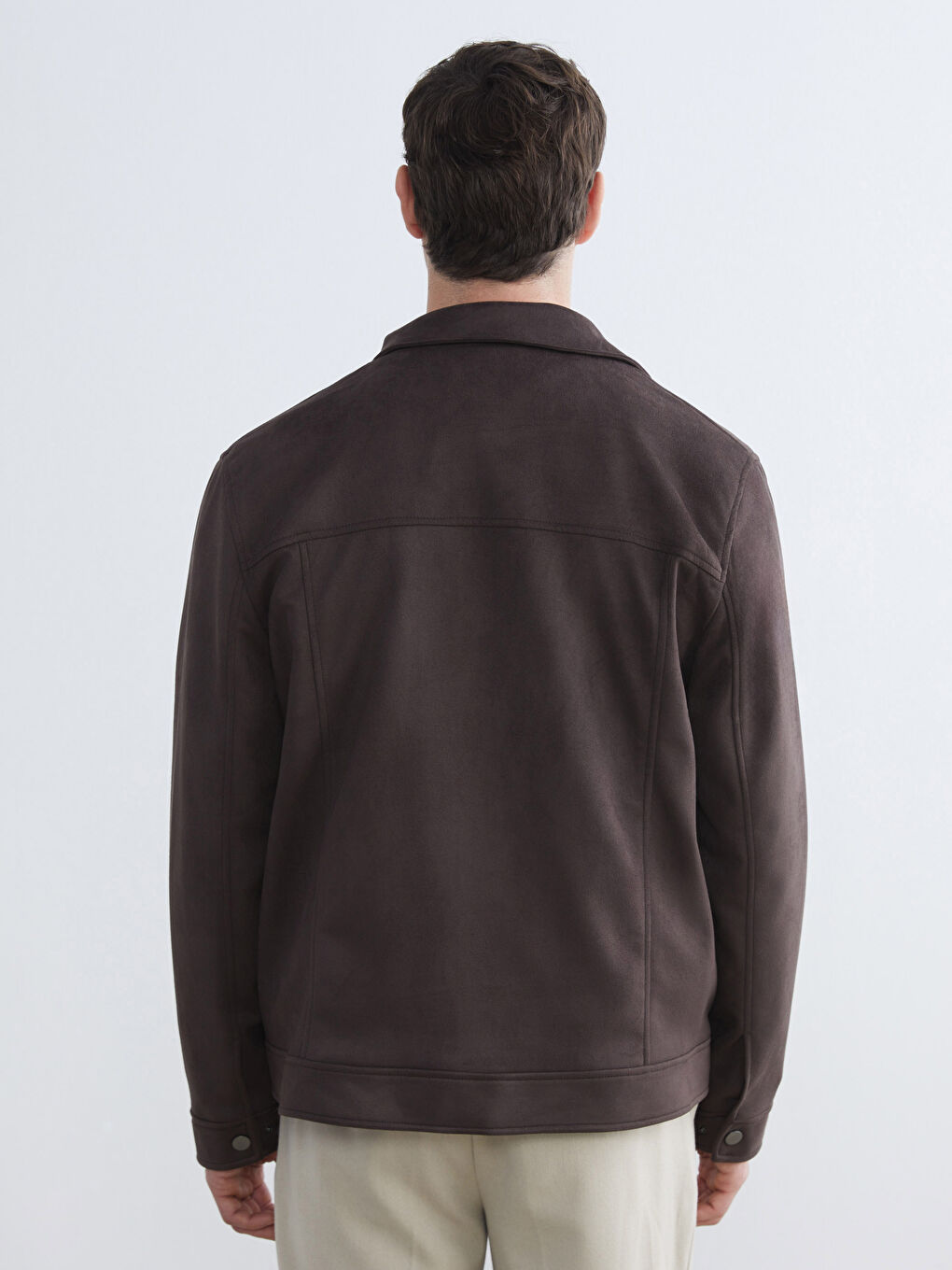 Kahverengi Standart Kalıp Süet Görünümlü Erkek Mont-4