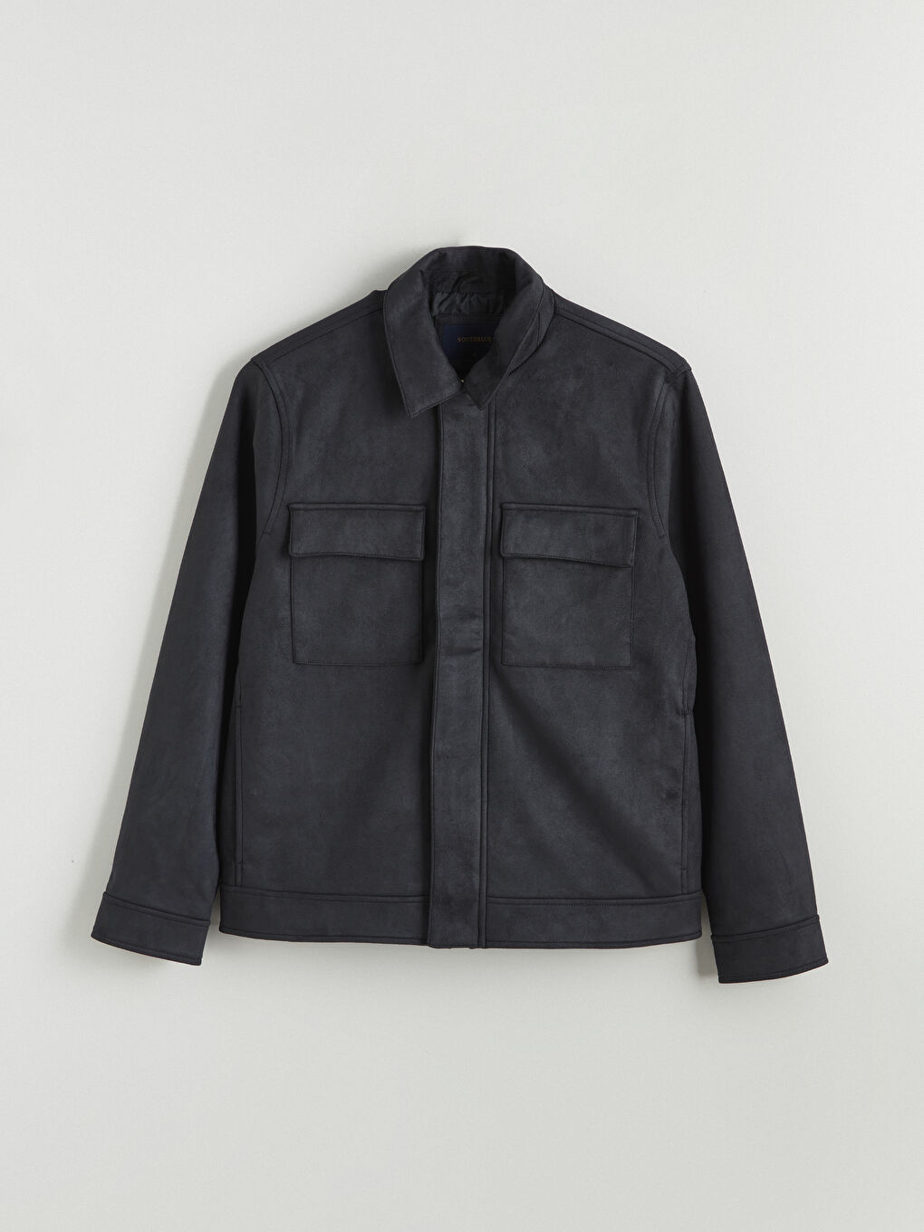 Petrol Standart Kalıp Süet Görünümlü Erkek Mont-5